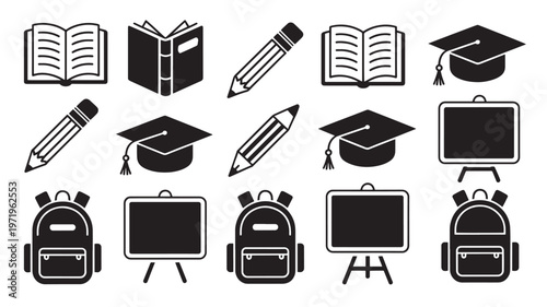 Student education tool silhouette icons