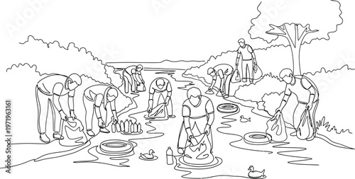 village scene, people outdoors, rural life