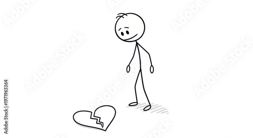 Sad Person Standing Near Broken Heart.