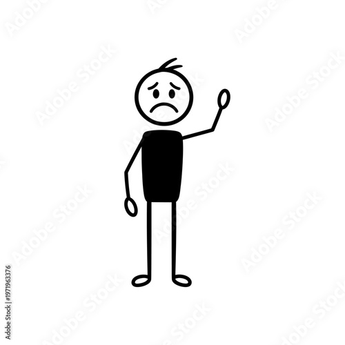 Sad Person Stick Figure Character Illustration.