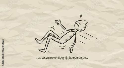 Simple Drawing of Person Falling Over.