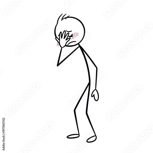 Sad Man with Hand on Face.