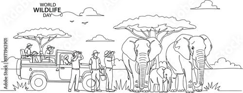 wildlife safari adventure with elephant and jeep