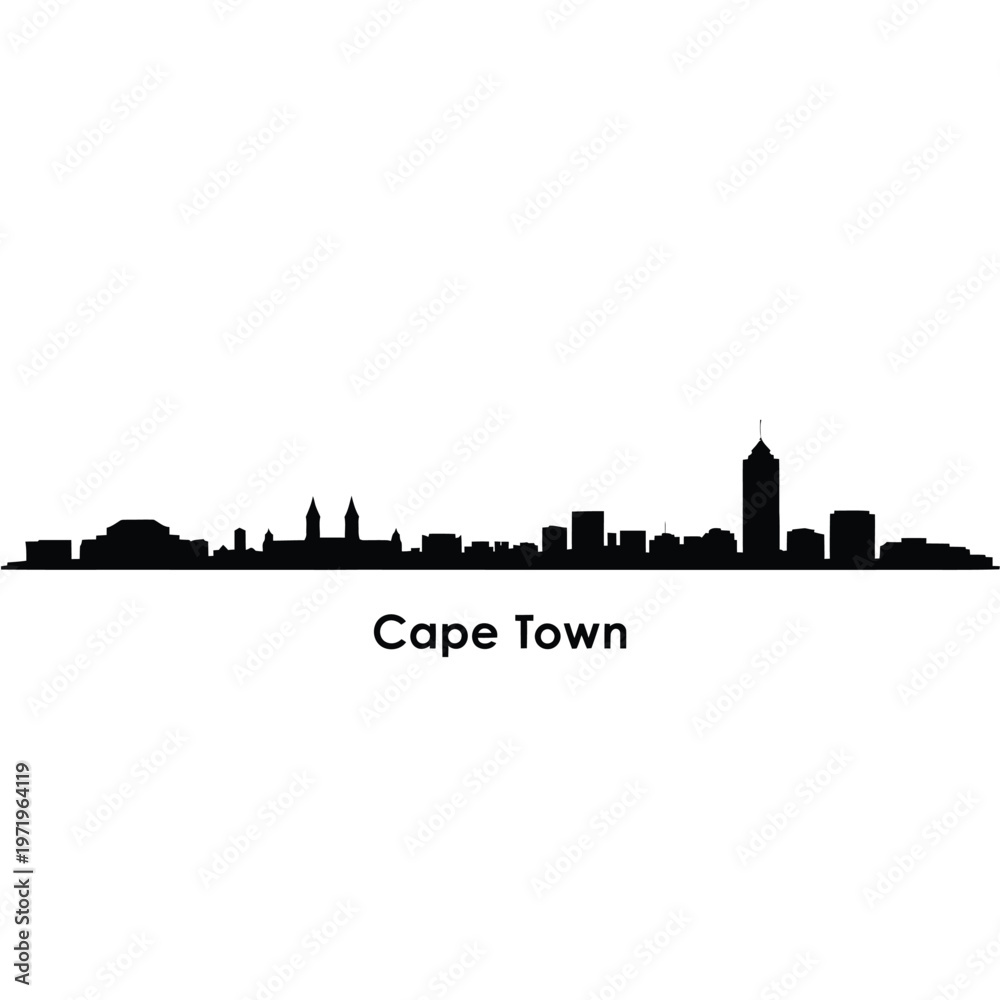 Obraz premium Silhouetted skyline of cape town south africa with city name below