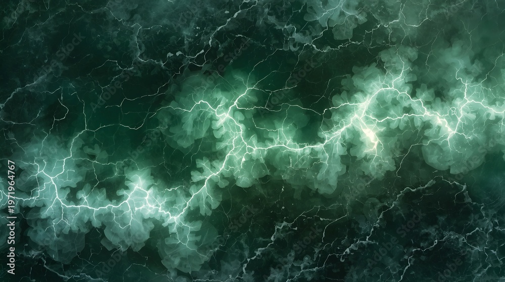 Fototapeta premium Abstract emerald green jade slab with intricate glowing electric veins and crystalline clusters