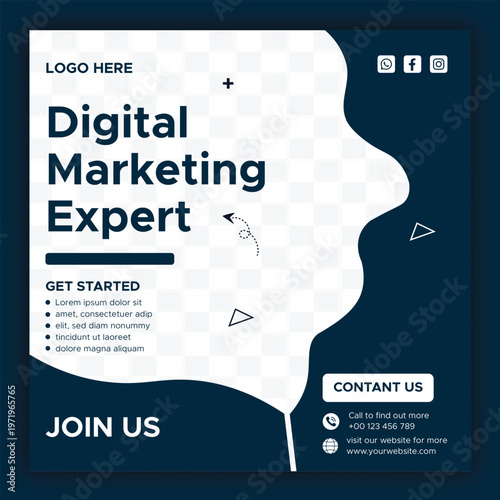 Modern Digital Marketing Agency Social Media Post Design | Creative Business Promotion Banner