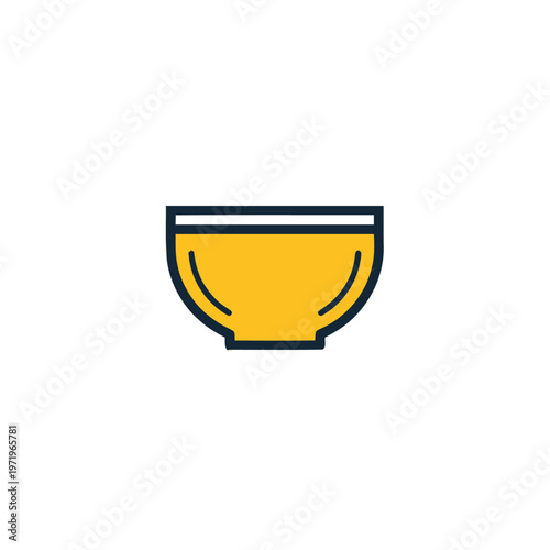 Minimalist Yellow Bowl Illustration on White Background.