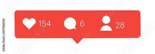Foto Bubble icons of likes, comments, and users displaying the number of followers and messages