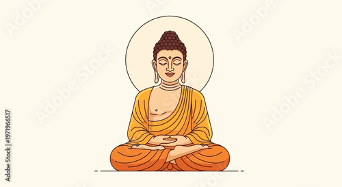 Buddha meditates peacefully on a sacred Day in a serene environment