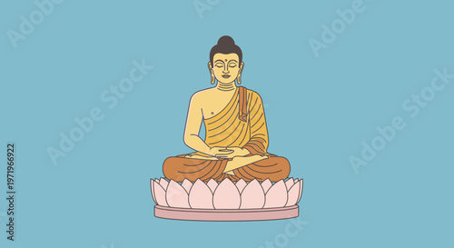Buddha meditates peacefully on a serene lotus flower on Day