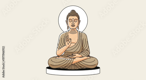 Buddha meditates peacefully on a serene Day in nature