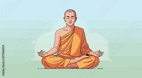 Buddha meditates peacefully on a serene Day in nature