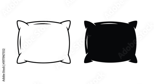 Pillow illustration showing both a line drawing and its black silhouette
