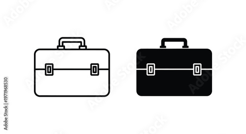 Two briefcases one white and one black displayed as a striking silhouette