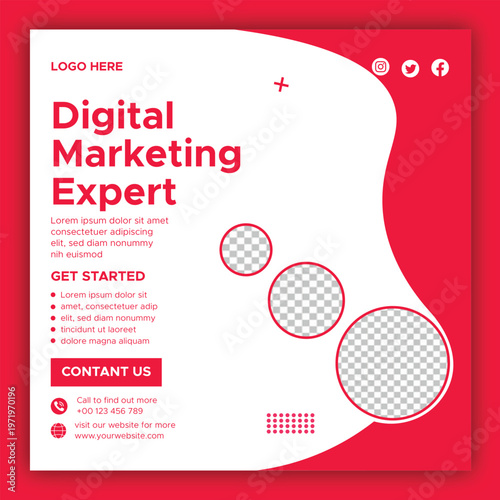 Modern Digital Marketing Agency Social Media Post Design | Creative Business Promotion Banner