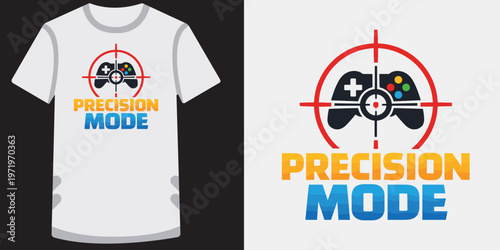 Precision mode controller logo for t-shirt design game icon emblem.