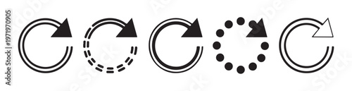 Set of loading spinner icons vector illustrations different styles isolated on white background.