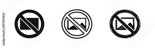 No Image Available Icon Set in Solid, Outline, and Hand-Drawn Styles