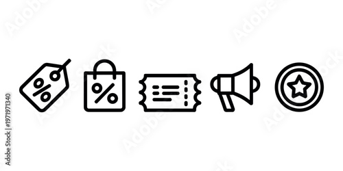 Black and white line for discount shopping and advertising line black and white