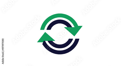 Modern Green and Blue Circular Arrows Symbolizing Recycling and Renewal.
