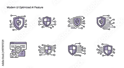 Modern UI Designs of Security Shields with Circuitry for Digital Protection.