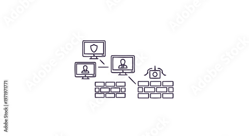 Network Security - Firewall Protecting Computers and Data Connections.