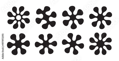 Abstract flower shapes, organic design elements, blob shapes, splash icon set vector illustration.