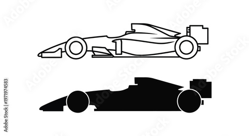 Formula one racing car design featuring a striking black silhouette