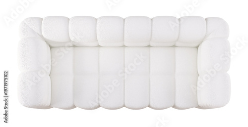Cuadro en lienzo Top View of a Modern White Tufted Sofa Isolated on a Clean Background