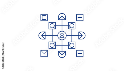 Networked Person Icon Representing Connections and Communication.