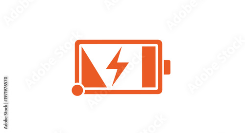 Orange Battery Icon with Lightning Bolt Symbolizing Power and Energy.