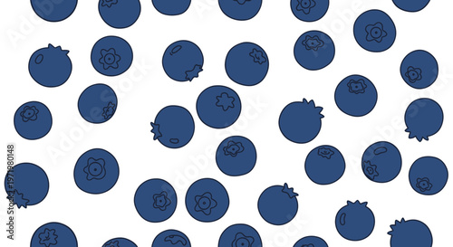 Scattered Blueberries - Fresh Organic Berry Pattern