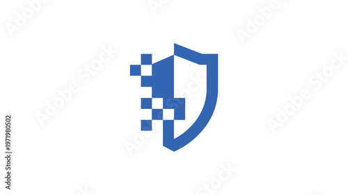 Digital shield protection concept with pixelated effect isolated on transparent background
