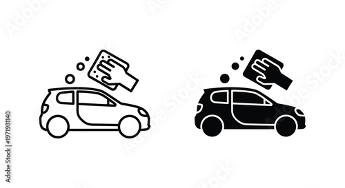 Contactless payment near a car shown in a bold silhouette