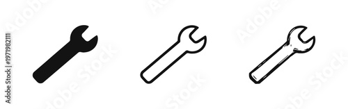 Simple Wrench Tool Icon Set - Repair, Maintenance, and Settings Symbol