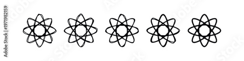 Hand Drawn Brush Stroke Atomic Structure Icons Set