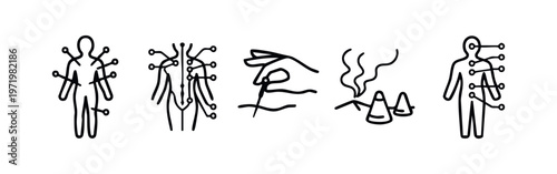 Clean Line Art Icons of Alternative Medicine and Wellness