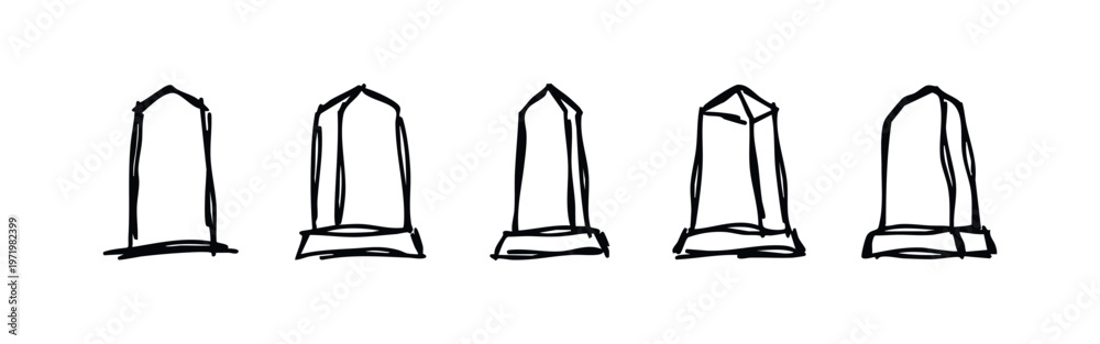 Obraz premium Hand-drawn Obelisk Monuments and Towers Doodle Icons