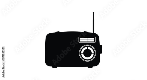 Vintage radio design in a stark black silhouette high quality professional