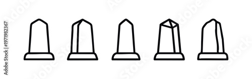 Outline Obelisk Monuments and Towers Icon Set