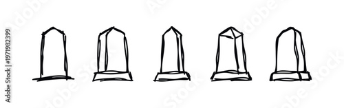 Hand-drawn Obelisk Monuments and Towers Doodle Icons