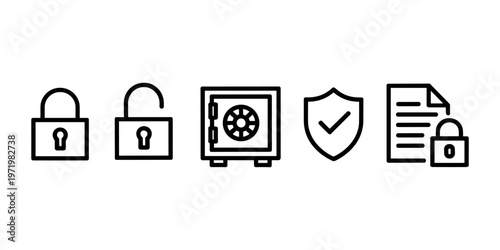Security Lock Icons Set Padlock Shield Safe Protection Data Privacy Vector Collection