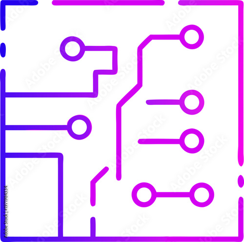 Abstract circuit board design technology digital electronics microchip gradient purple blue lines