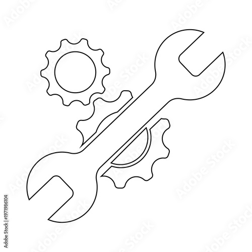 Wrench and screwdriver tool icon illustration