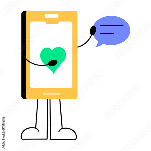 A flat style icon showing mobile interaction