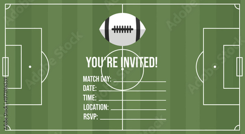 American Football Game Invitation Template - Stadium Field Background