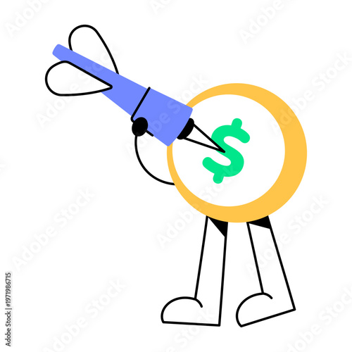 A flat style icon showing financial target