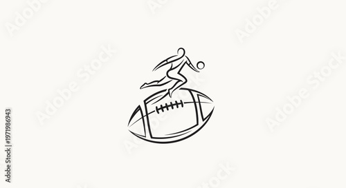 American Football Player Kicking Ball, Dynamic Sketch Style