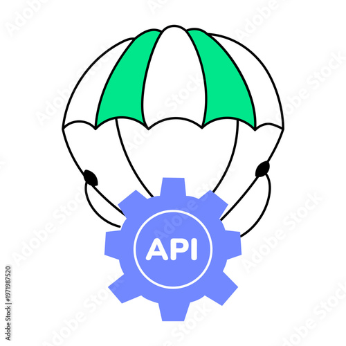 A flat style icon showing api integration