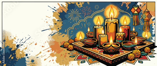 Diwali Festival with Glowing Candles and Elegant Festive Styling